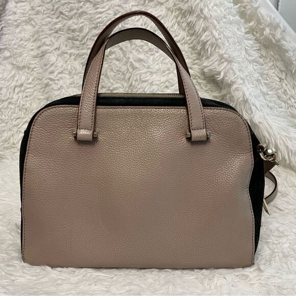 KATE SPADE Dome Brown Black Colorblock Zip  Suede Leather Hand/ Crossbody Bag - Picture 3 of 9